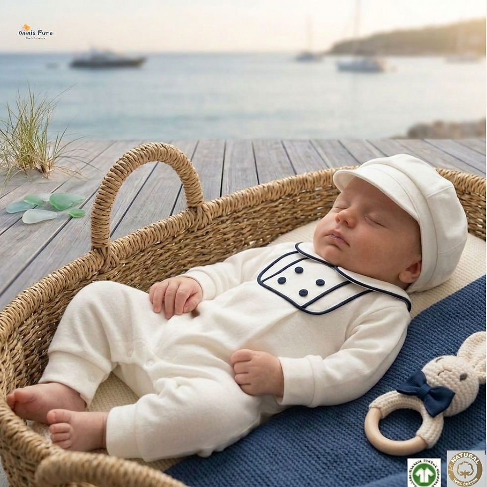 Thumbnail: Premium 5-Piece Sailor Baby Romper Set with Organic Knit & Interlock Blankets