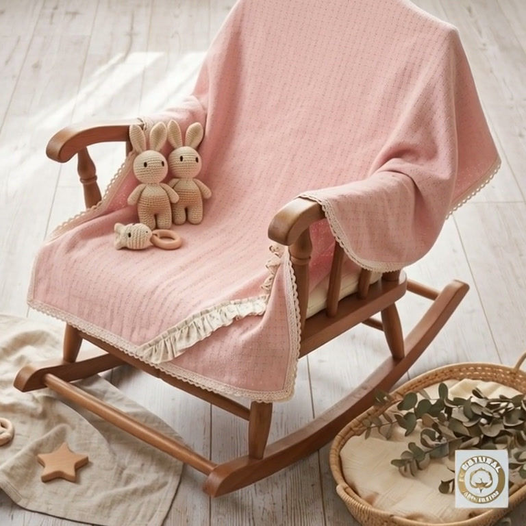 Textured Cotton Newborn Girl Blanket