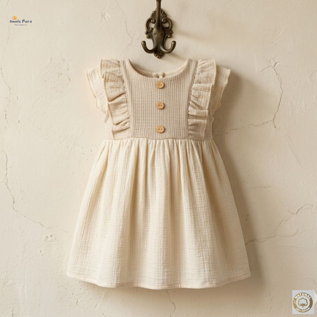 A Pack of Three Sizes Cotton Muslin Baby Dress with Knitted Yoke–Vintage Boutiqu