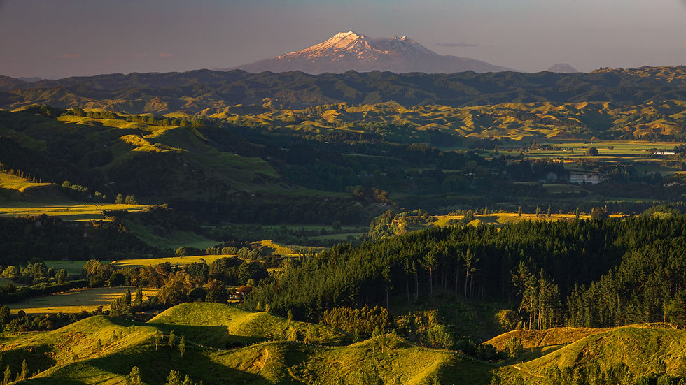 Thumbnail: A breathtaking landscape with rolling green hills in the foreground, leading to a distant, snow-capped mountain.