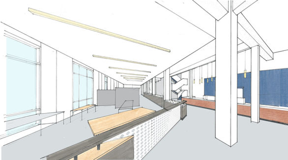 Messenger Coffee Co. cafe working spaces and offices material concepts and detailing.