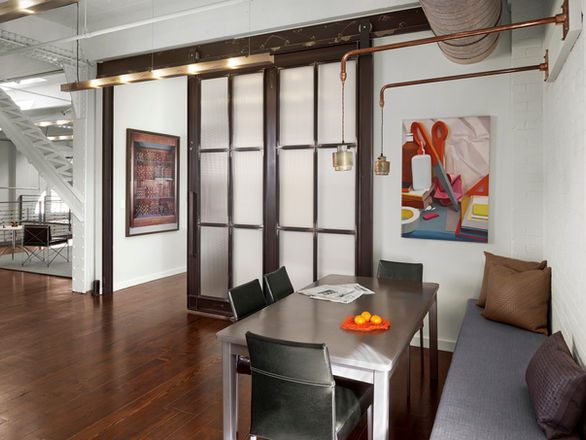 Heron Arts interior overscale, custom steel and glass door. 