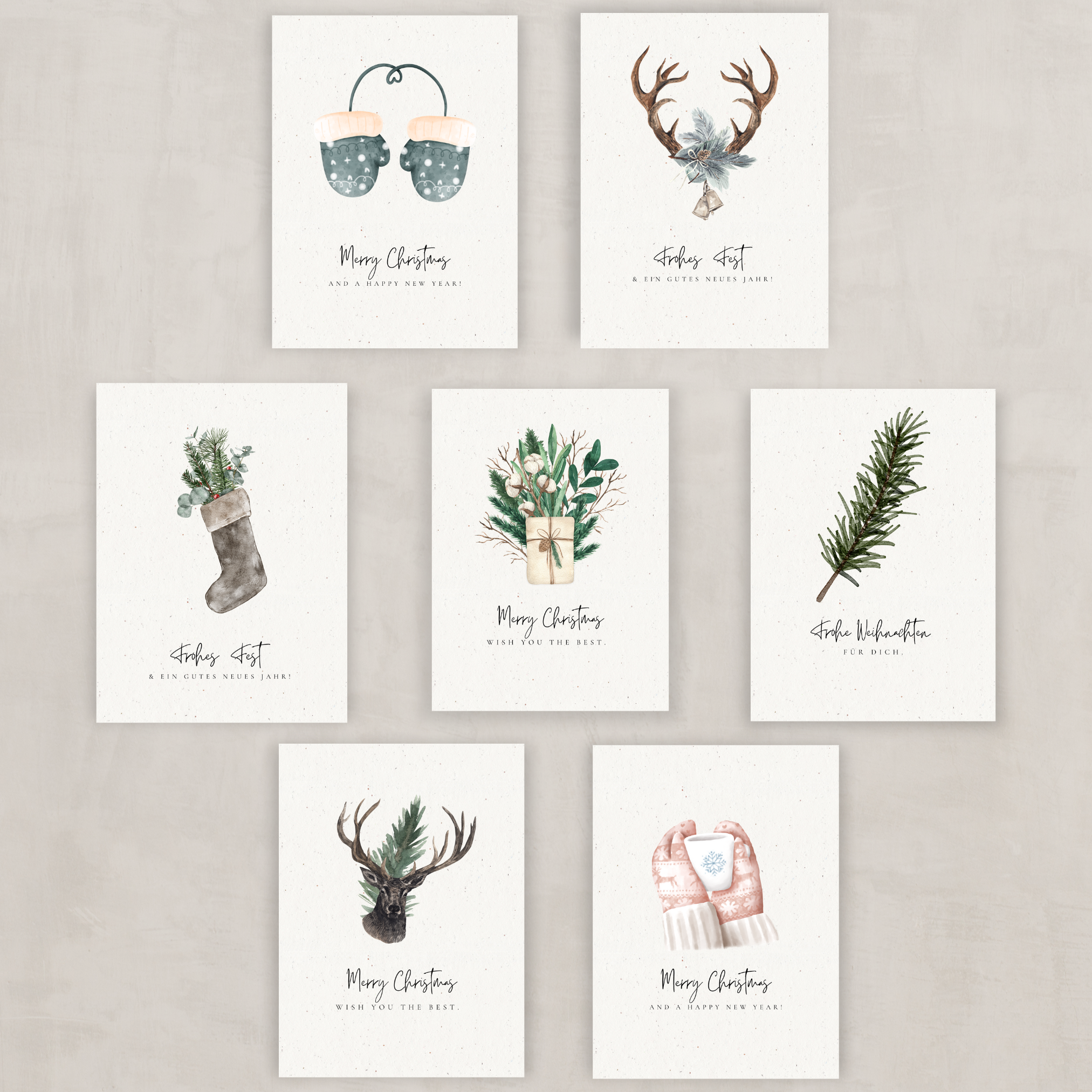 Samenpapierkarten Weihnachtsmotive Aquarell