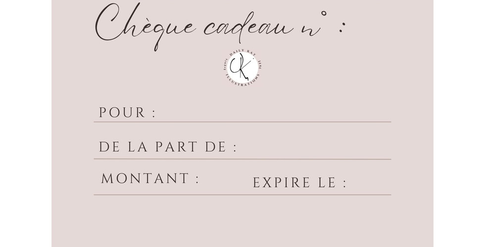 Chèque cadeau : montant et nom du destinataire obligatoire