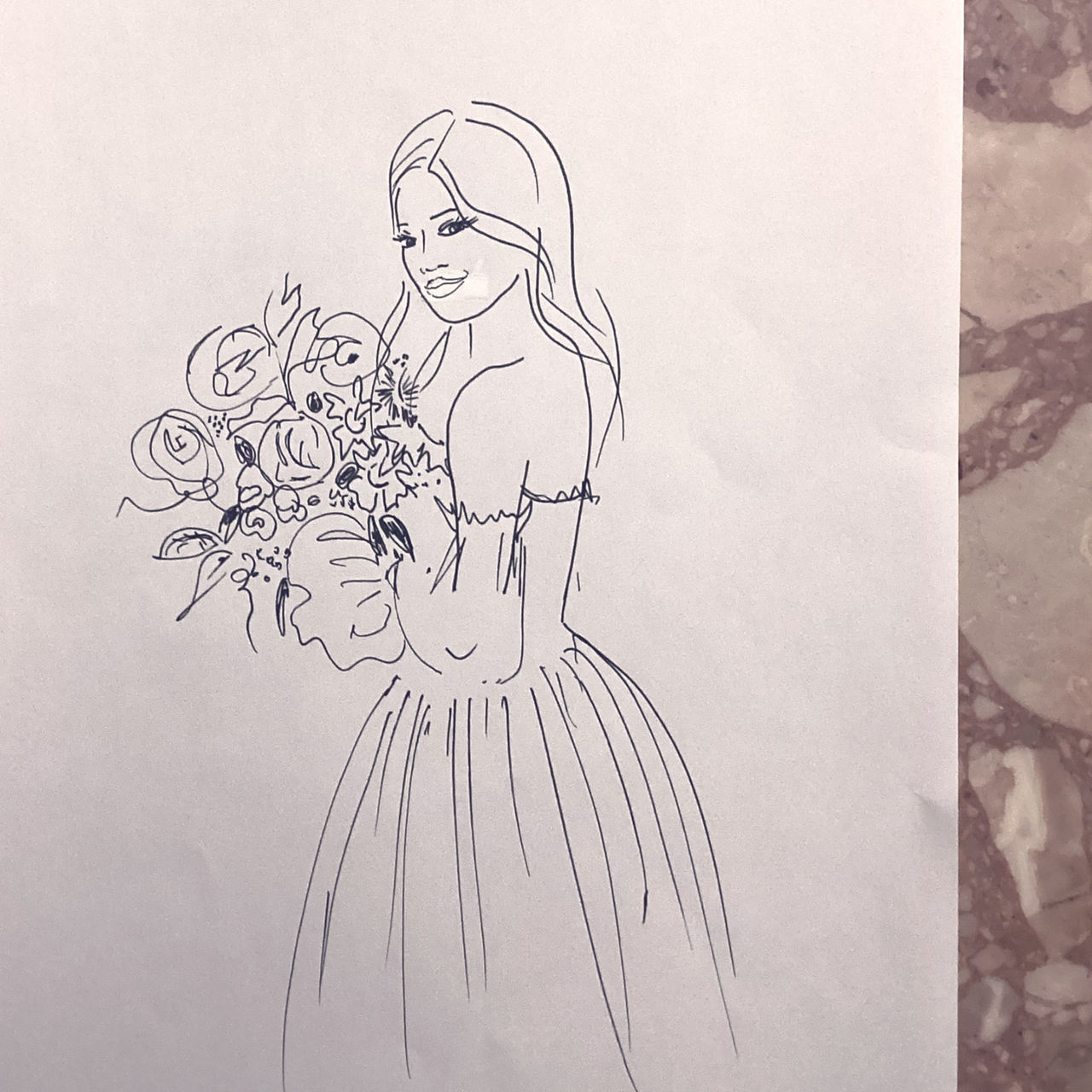 croquis minute d'une mariée