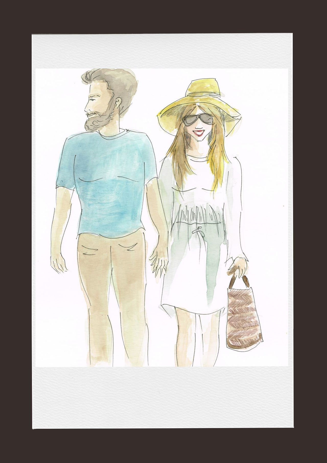 Dessin rapide d’un couple à l’aquarelle