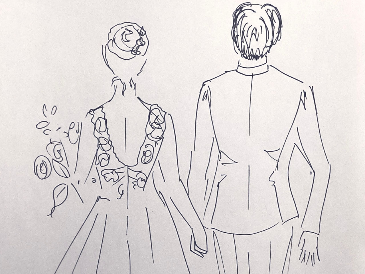 Croquis couple vu de dos