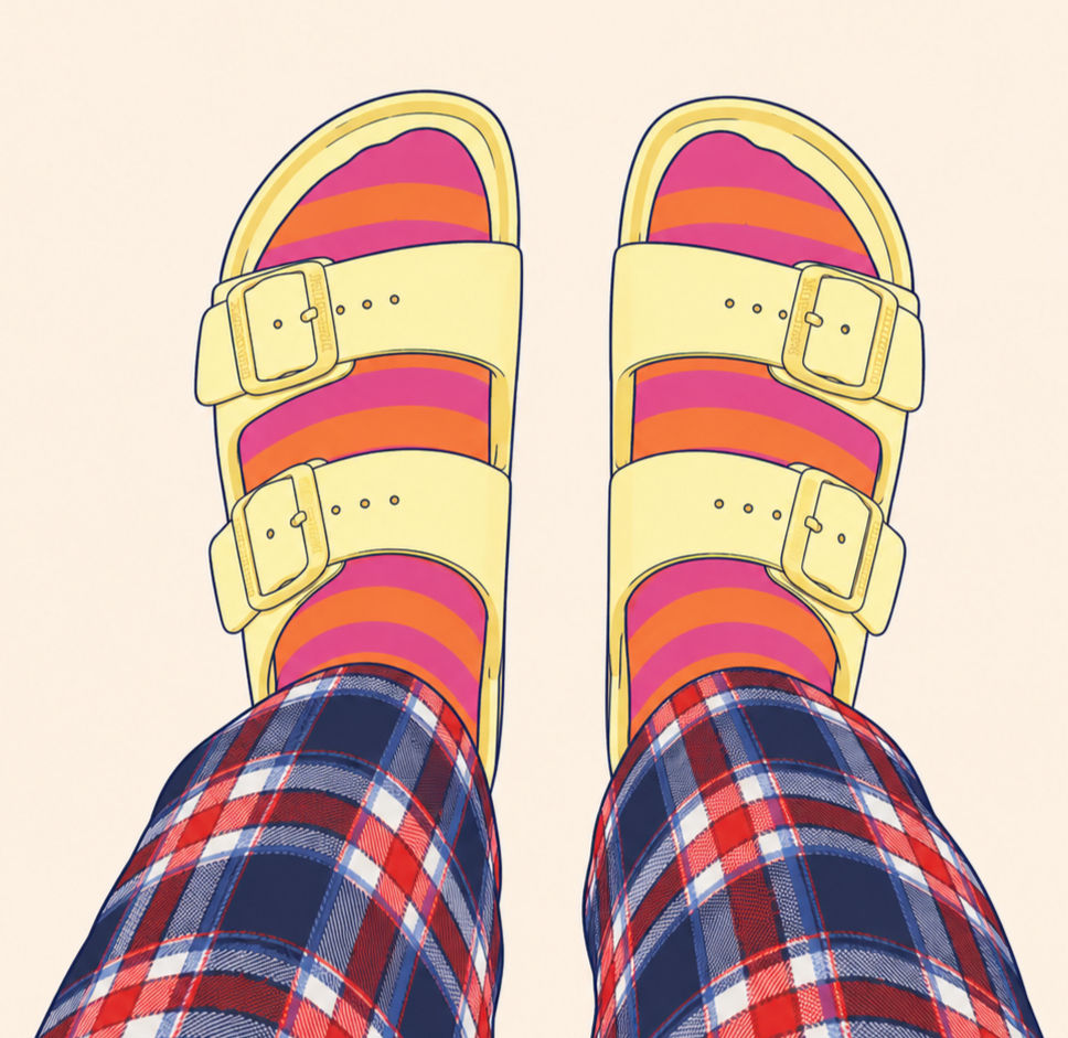 Mom in pajamas after dropping the kids at school