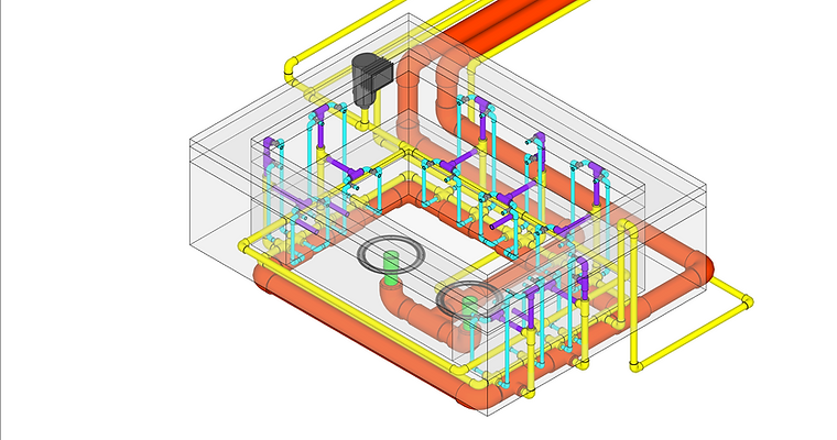 In-ground Concrete Spa 3D Piping Hydraulic Design