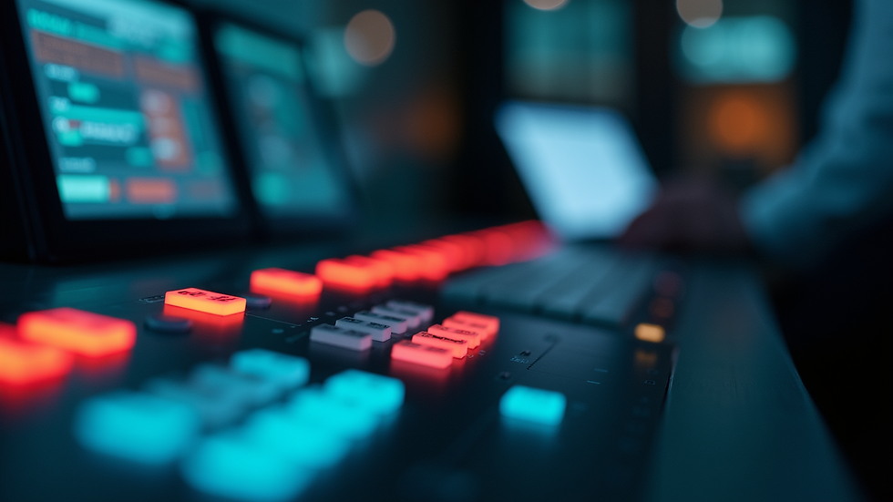 Close-up view of a security control panel with illuminated buttons