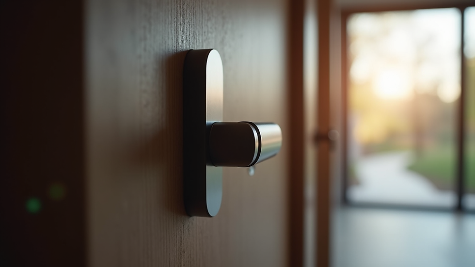 Close-up view of a smart lock on a front door