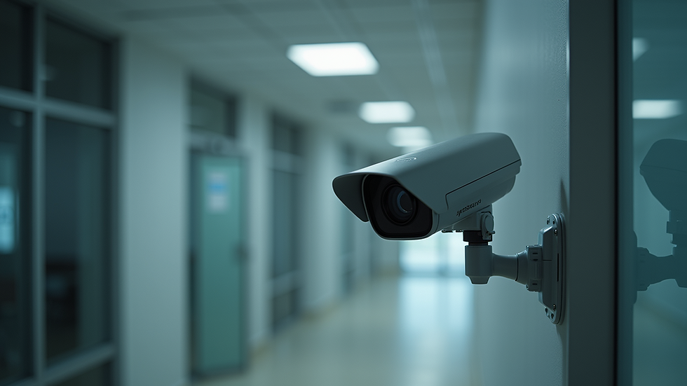 High angle view of an office security system