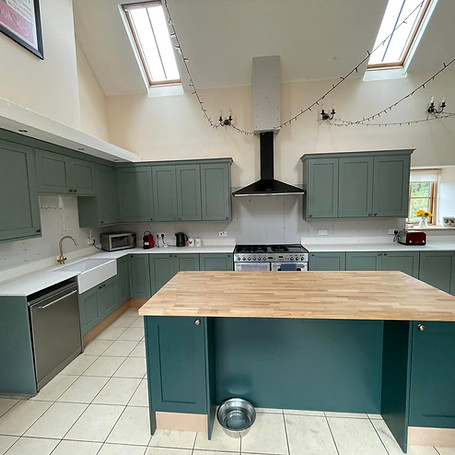 A newly built kitchen with an island