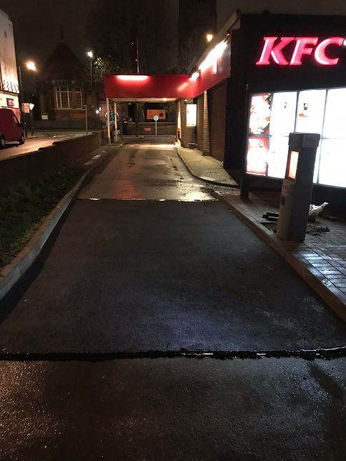 freshly repaired drive-thru driveway