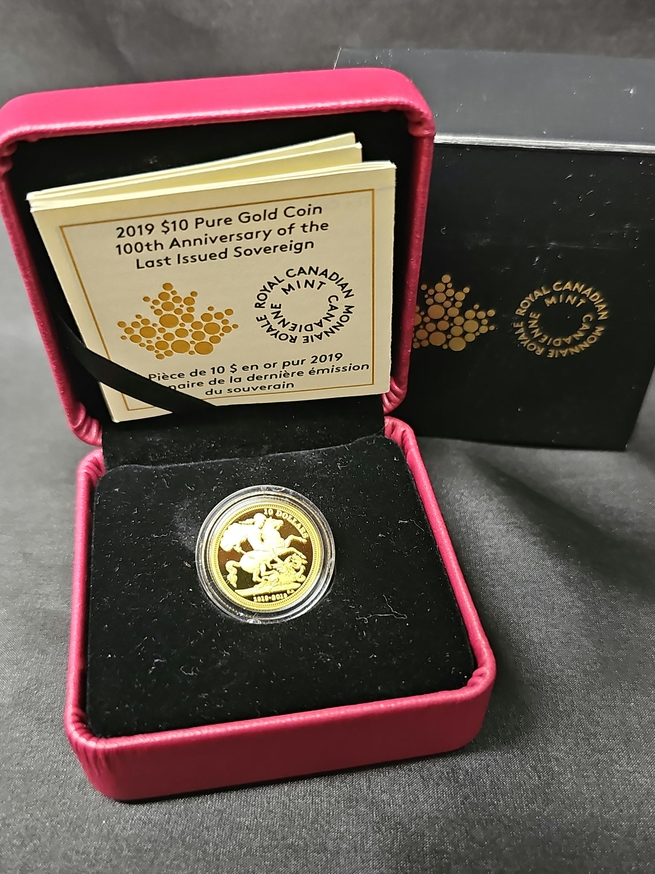 Proof Pure Gold Canadian Sovereign 10 Dollar Coin
