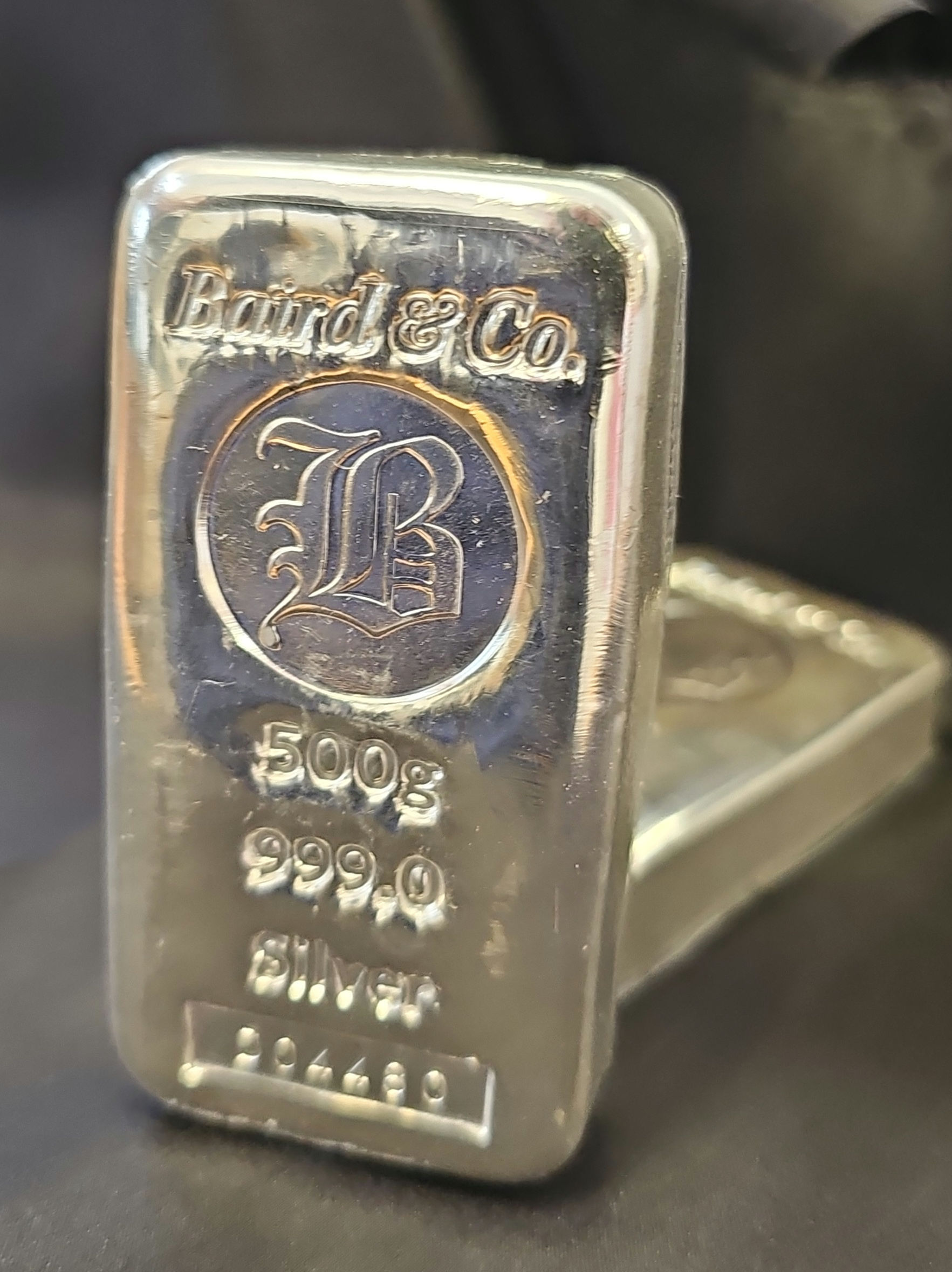 1 x 500g Baird & Co Pure 999 Silver Half Kilo Bar
