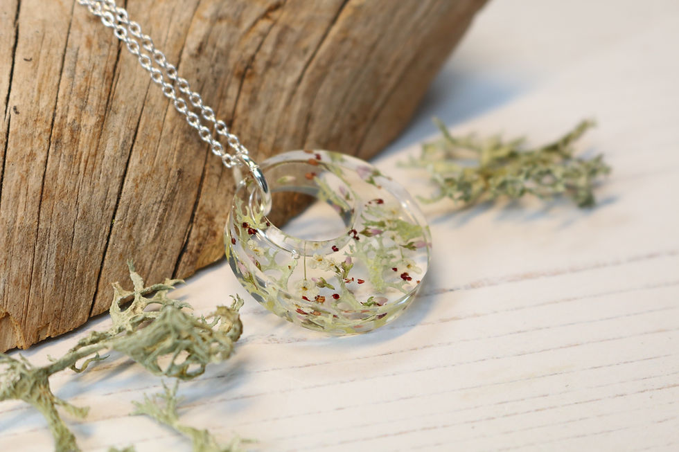 Thumbnail: Real lichen and heather necklace
