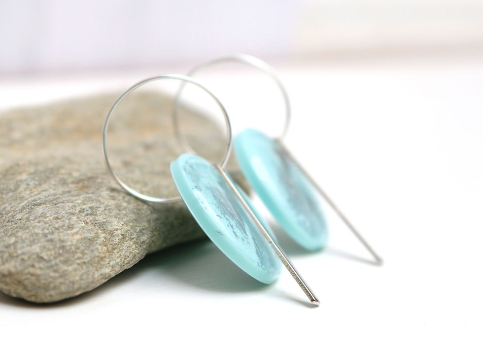 Thumbnail: Mint Sterling Silver leaf hoop earrings
