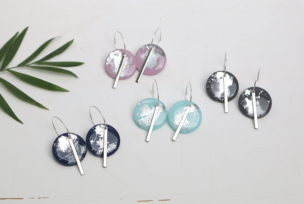 Thumbnail: Mint Sterling Silver leaf hoop earrings