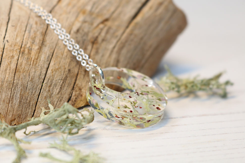 Thumbnail: Real lichen and heather necklace