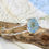 Thumbnail: Silver bangle in Sky blue, with real Queen Anne's Lace flower
