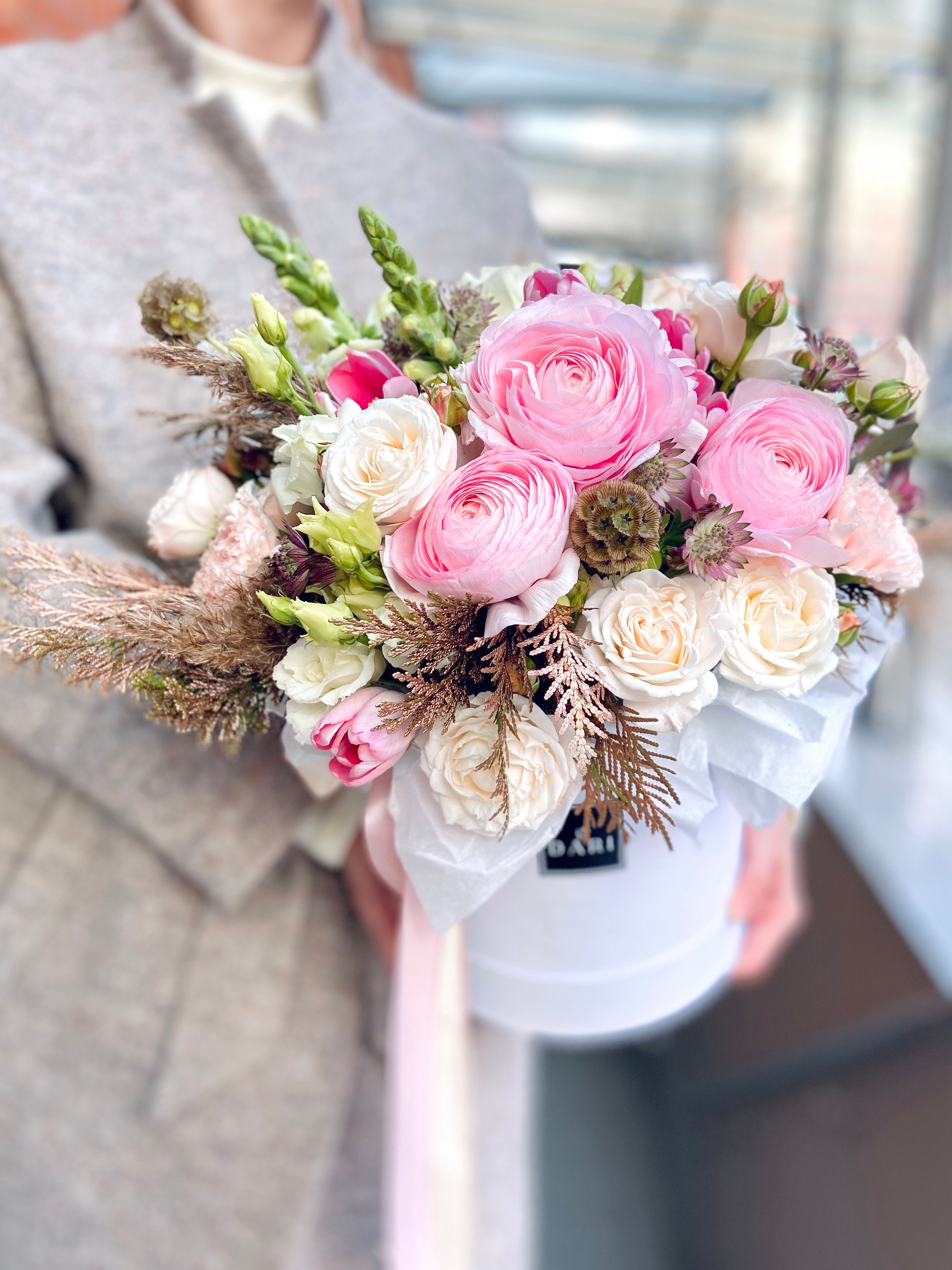 Букет в шляпной коробке №15