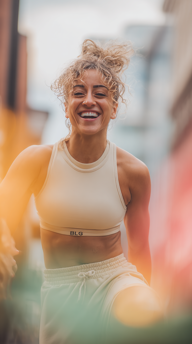 femme athlétique, souriante et prête à faire le programme metabolisme ++