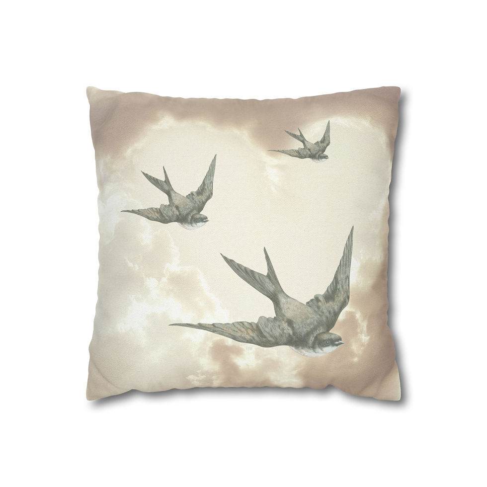 Thumbnail: Square Pillowcase Petralas, Flying Birds Uplifting Elegant Design