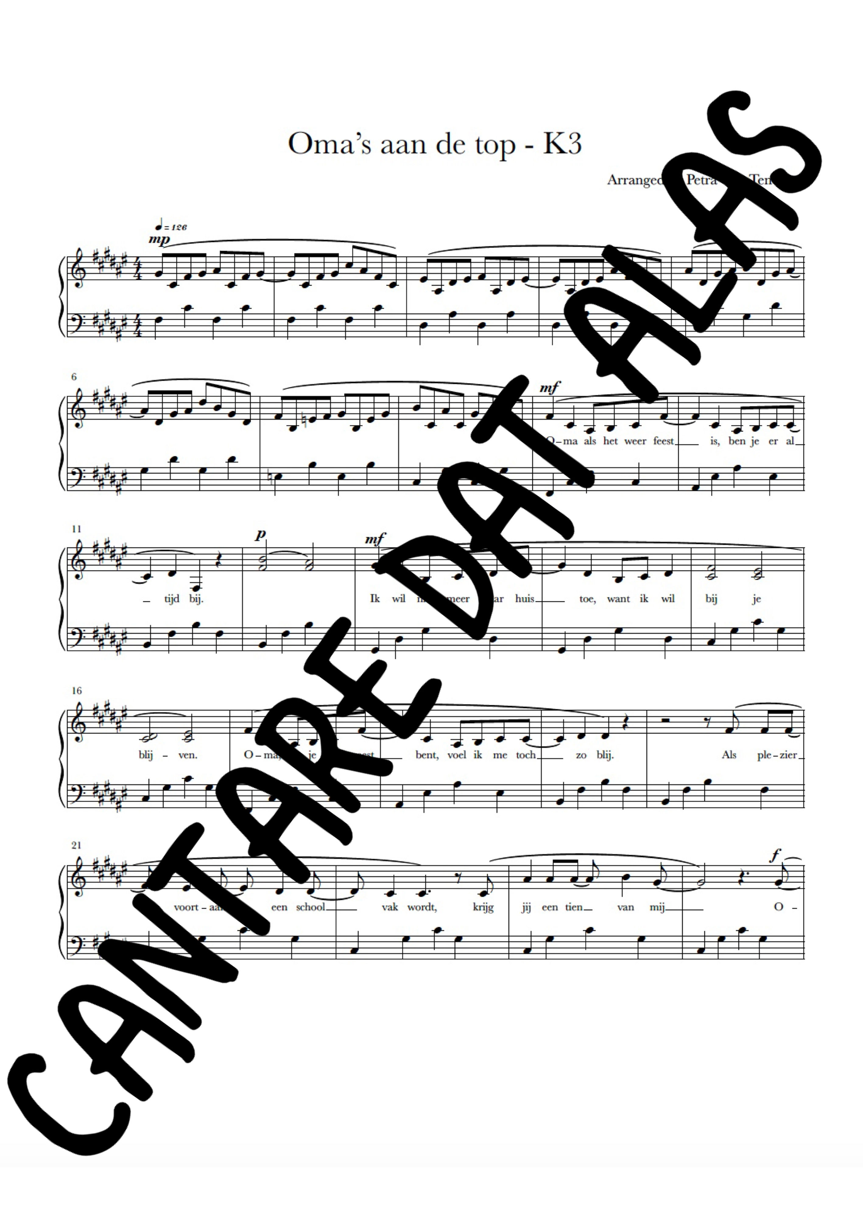 Oma's aan de top, K3 - Piano Tutorial