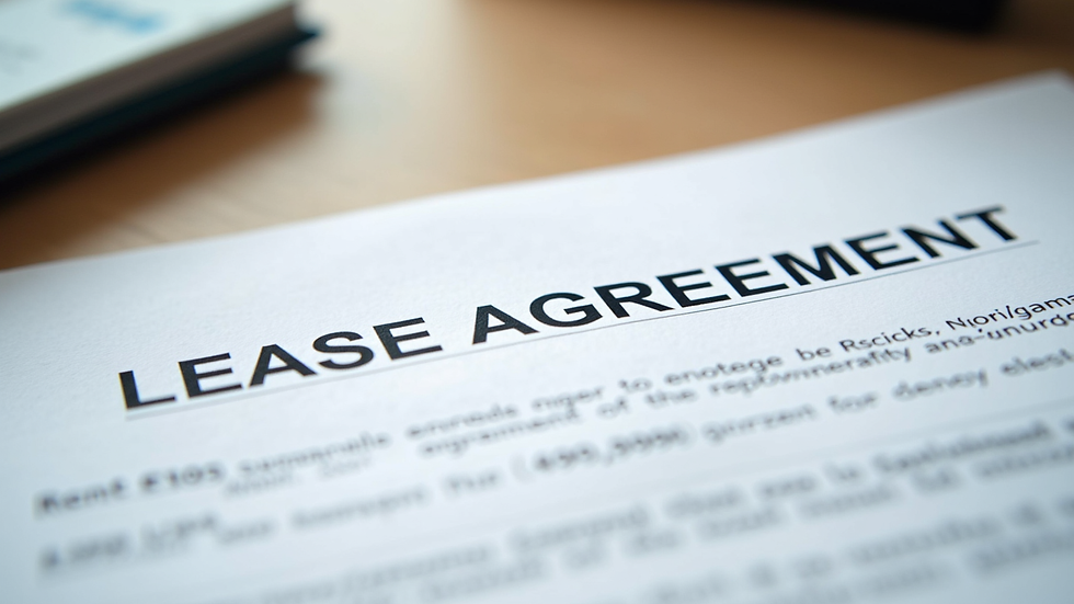 Close-up view of a rental property lease agreement with rent details