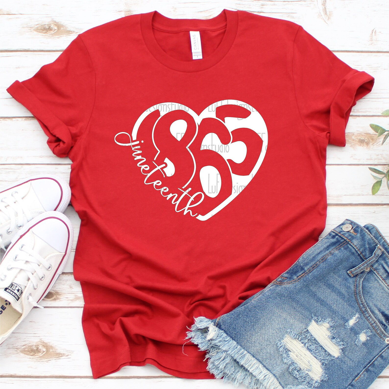 1865 Heart Juneteenth- White