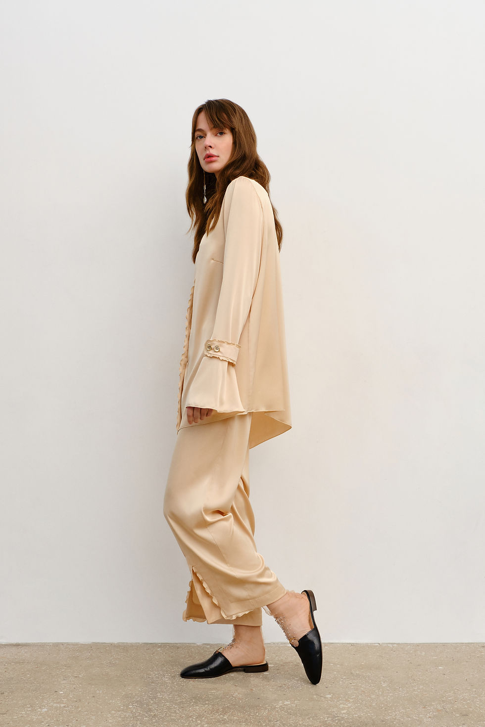 Thumbnail: Champagne modest silk set 3-pieces