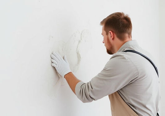 Application d’enduit mural par plaquiste pour lisser une surface avant finition peinture intérieure