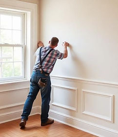 Application d’enduit mural par un artisan pour préparation des murs avant peinture intérieure