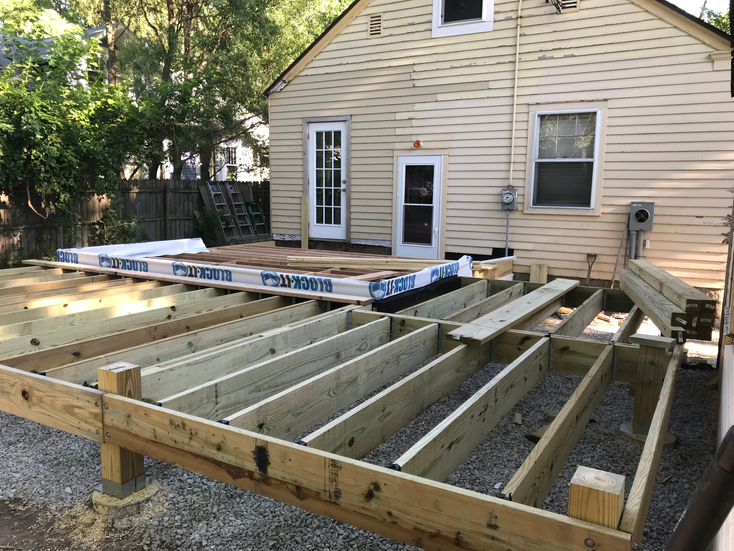 Foundation stage. We matched our foundation height to hit the existing floor elevation so no step or threshold was required into the new space.