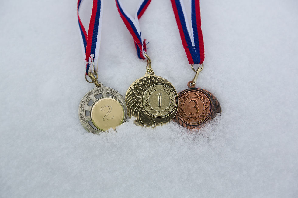 Olympic medals in snow