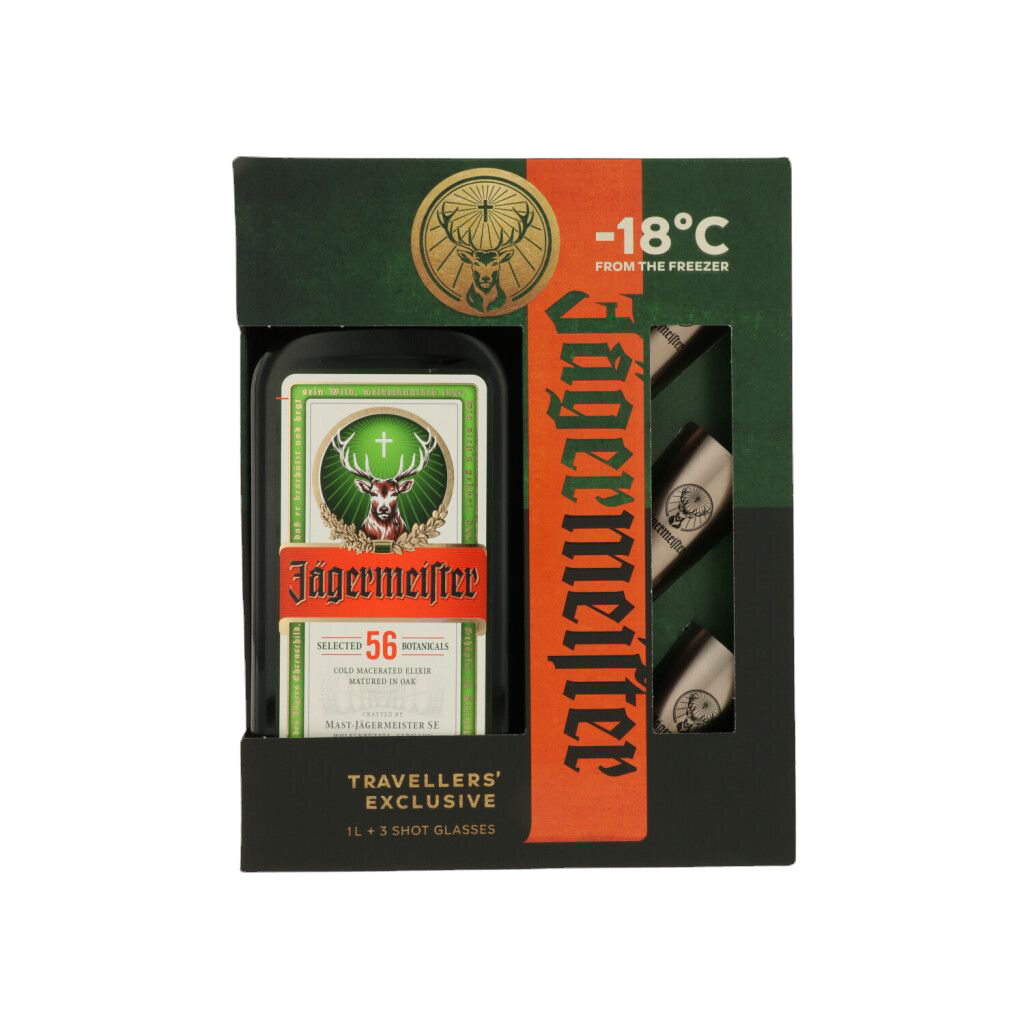 Jägermeister 1L mit 3 Shot Gläsern
