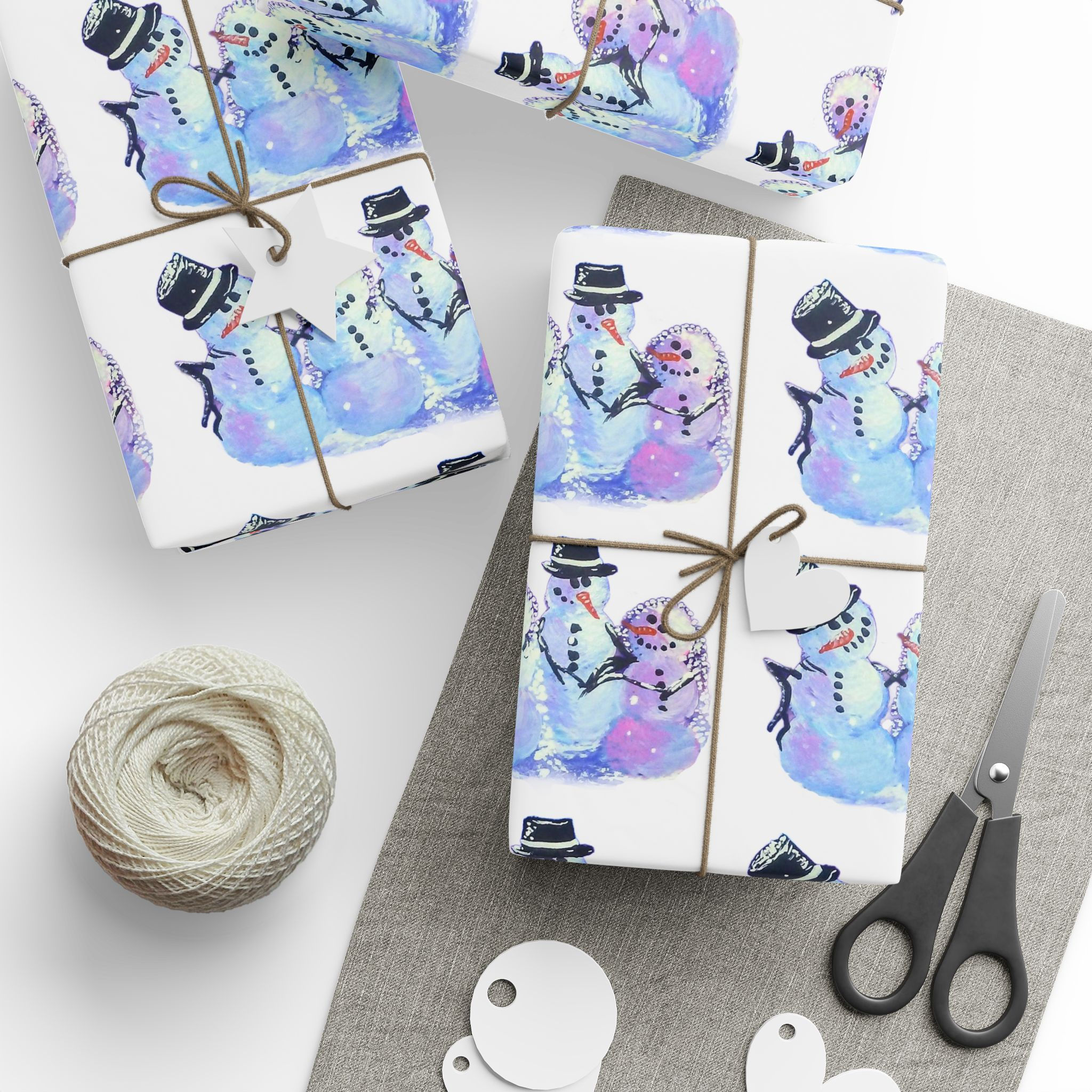 Snowman Watercolor Wrapping Paper – Festive Winter Gift Wrap Roll