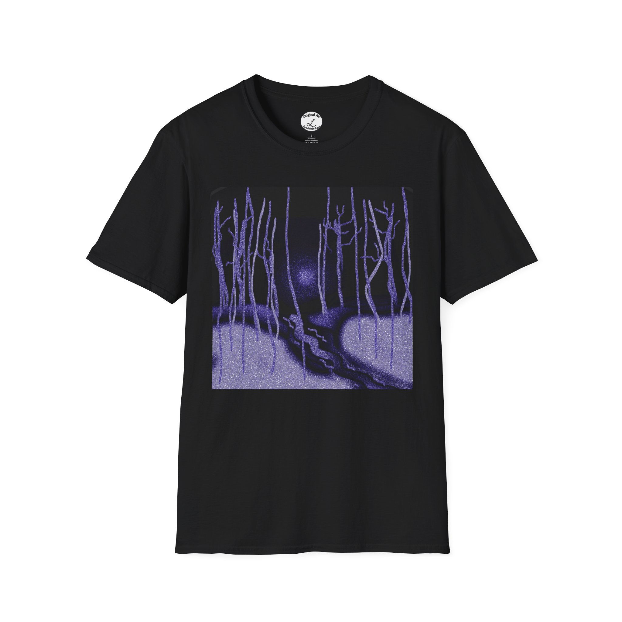 Moonlight Forest Path T-Shirt Just Living Nature Tee mens womens Melody Lane