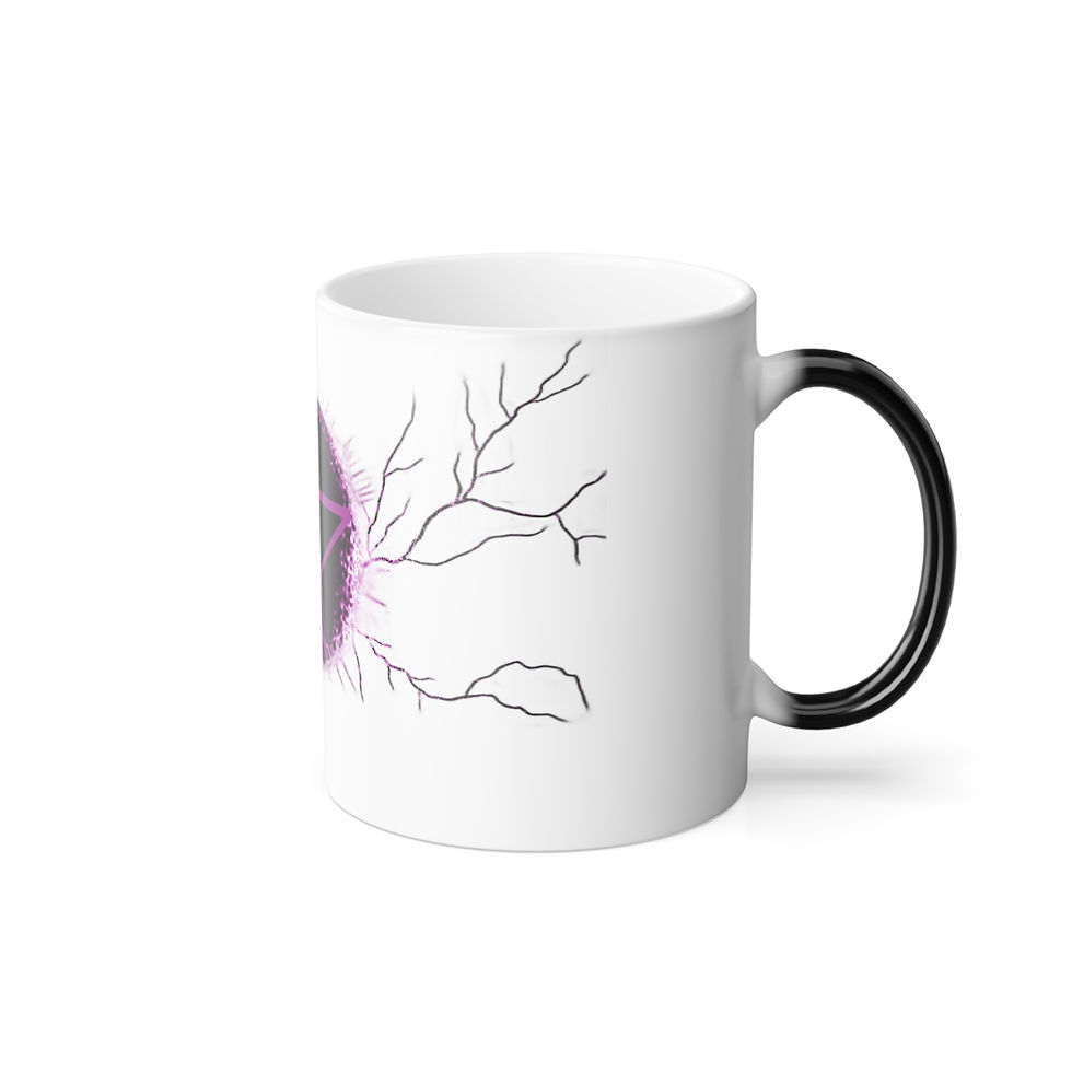 Thumbnail: Color-Changing Pentagram Mug 11oz Witchy Magic Heat Reveal Lightning Pentagram