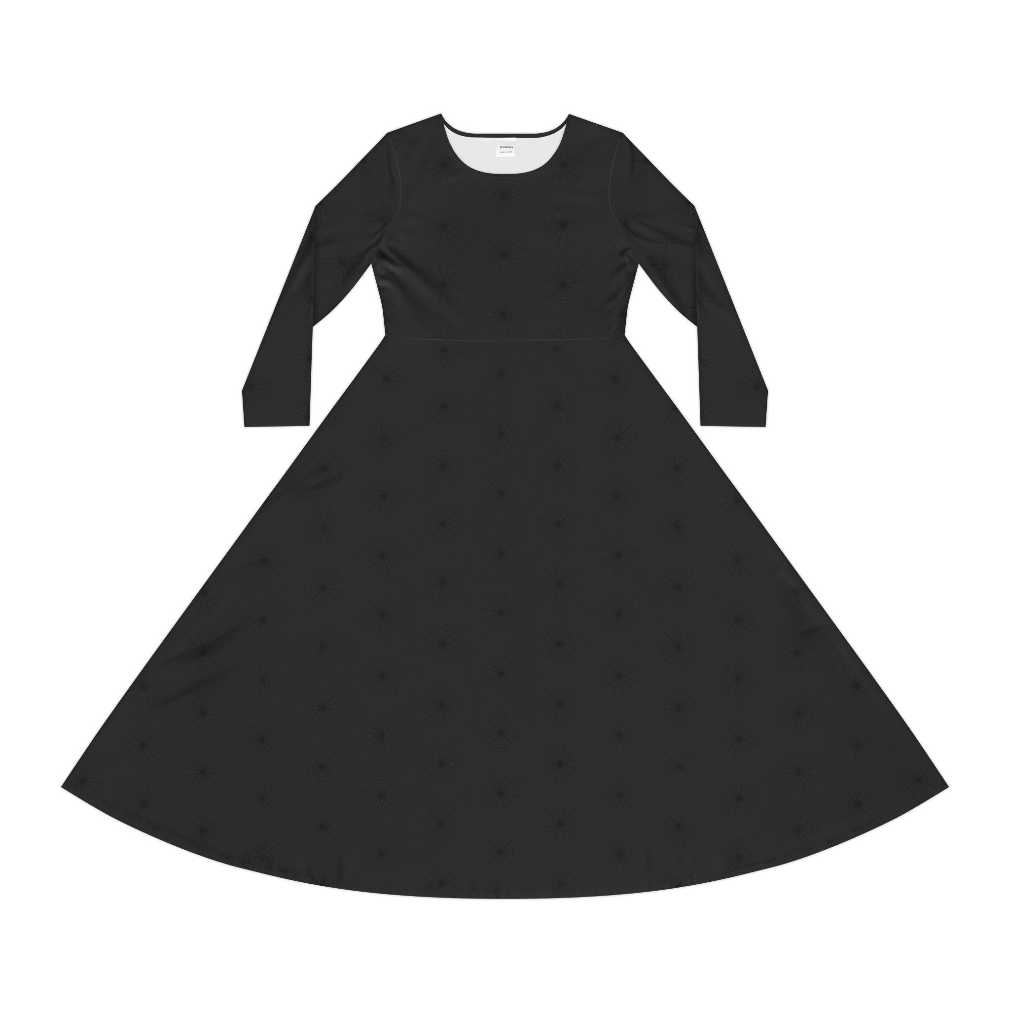 Subtle Black Spiderwebs Long Sleeve black-on-black Dress witchy goth Melody Lane