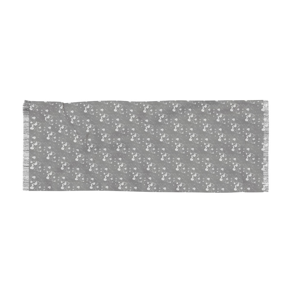 Thumbnail: White Floral Flower and Twig Scarf Lightweight Winter Accessory by Melody Lane