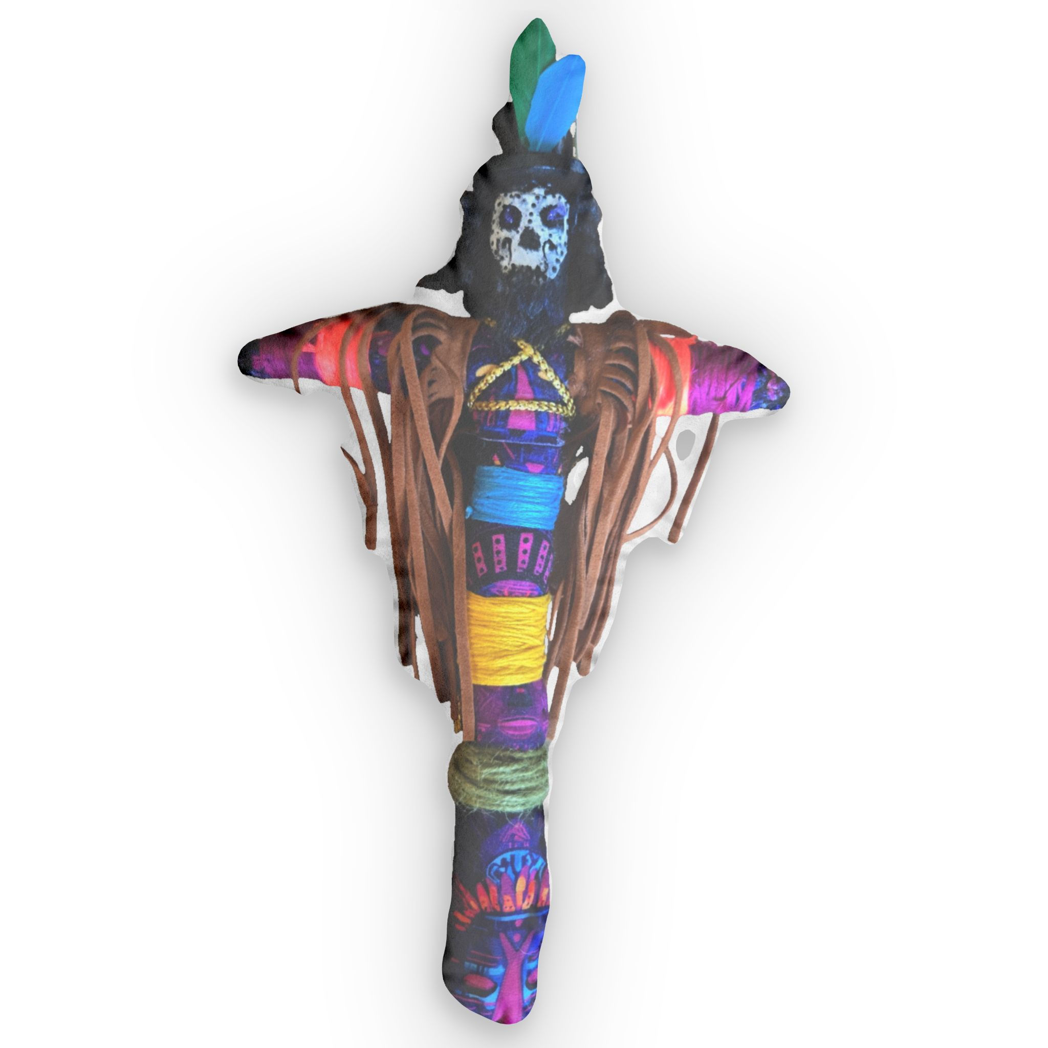 Colorful Skull Totem Shaped PILLOW Accent Decor Gothic Boho Voodoo Doll
