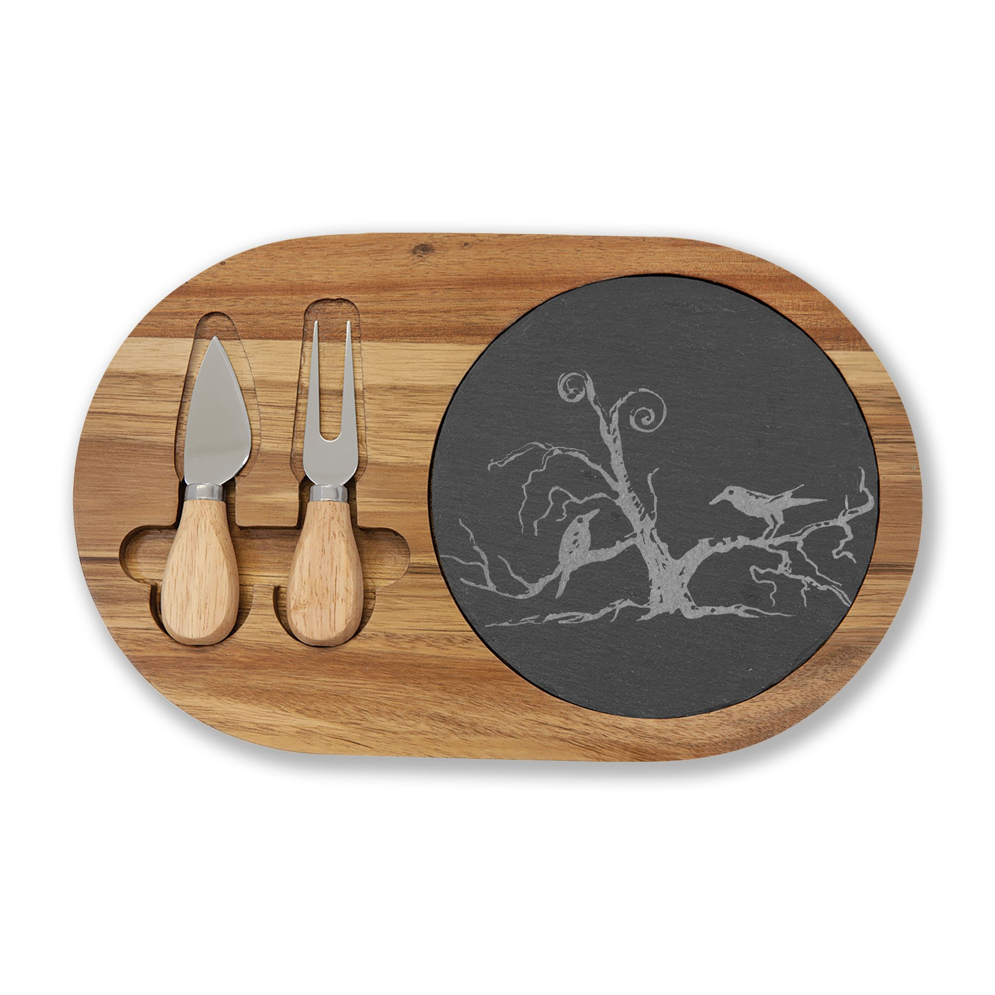 Charcuterie Board (Engraving) Crows Ravens on Tree Branch by Melody Lane