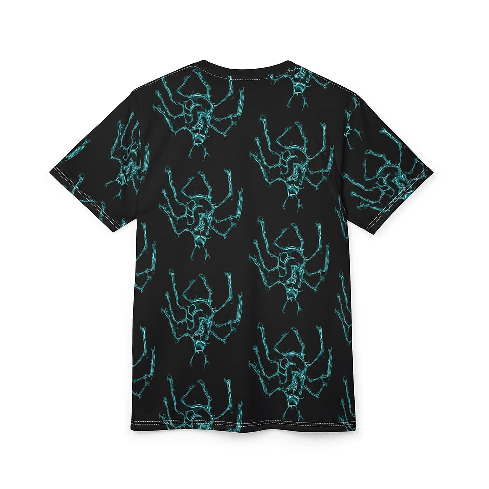 Thumbnail: Unisex Tee Heavy Metal Style Teal Color Graphic Shirt Spider Gift by Melody Lane
