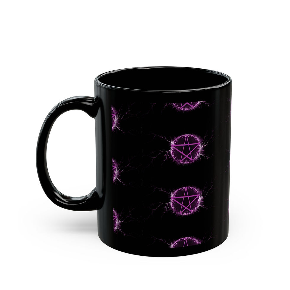 Thumbnail: Black Mug Purple Glowing Pentagram Lightning Pattern Coffee Cup