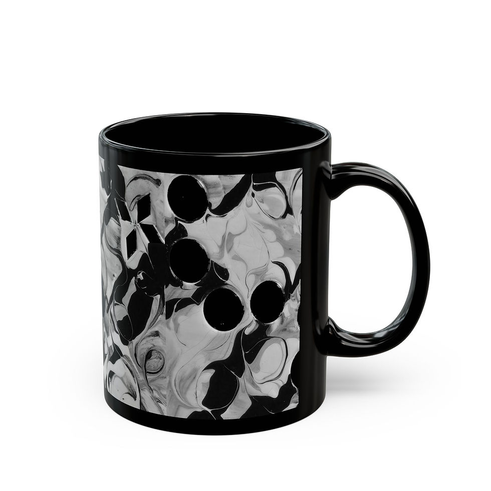 Thumbnail: Black Abstract Marble Mug – Monochrome Swirl Coffee Cup (11oz, 15oz)