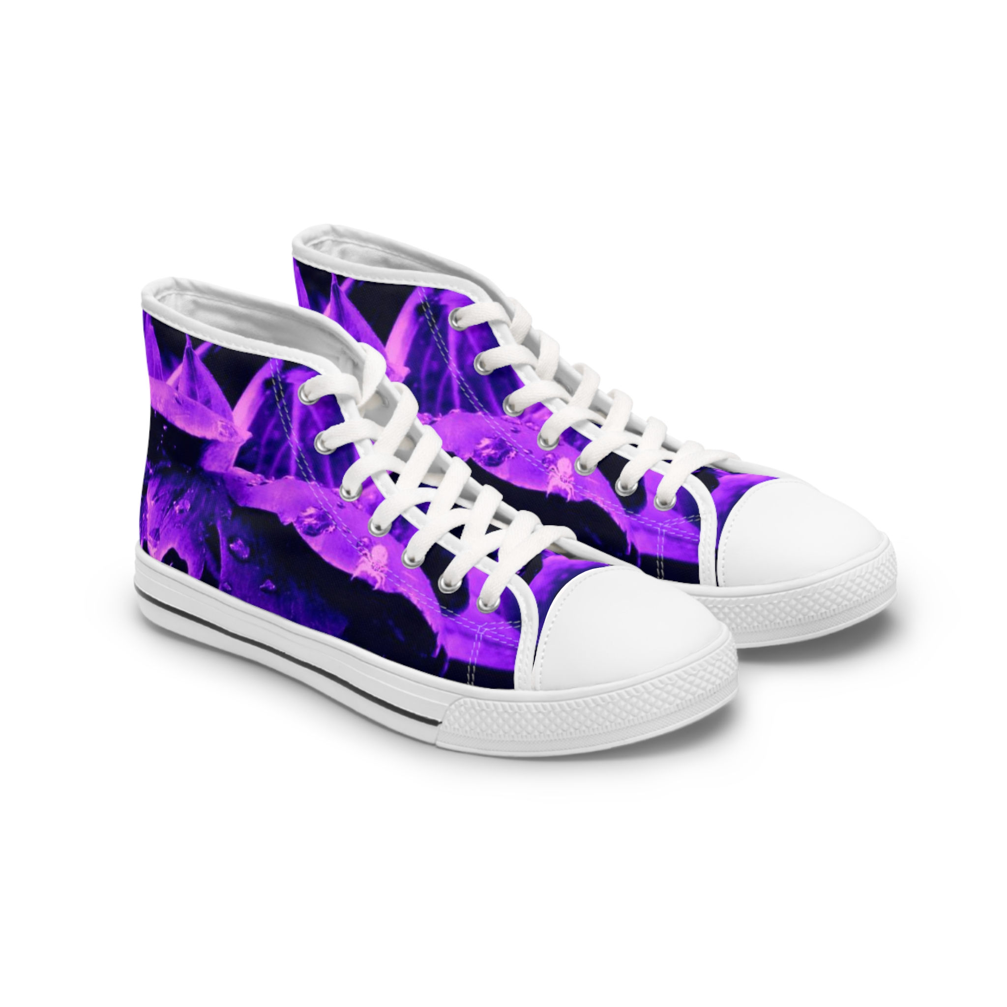 Purple Spider Roses High Top Sneakers Goth Gothic Canvas Shoes by Melody Lane