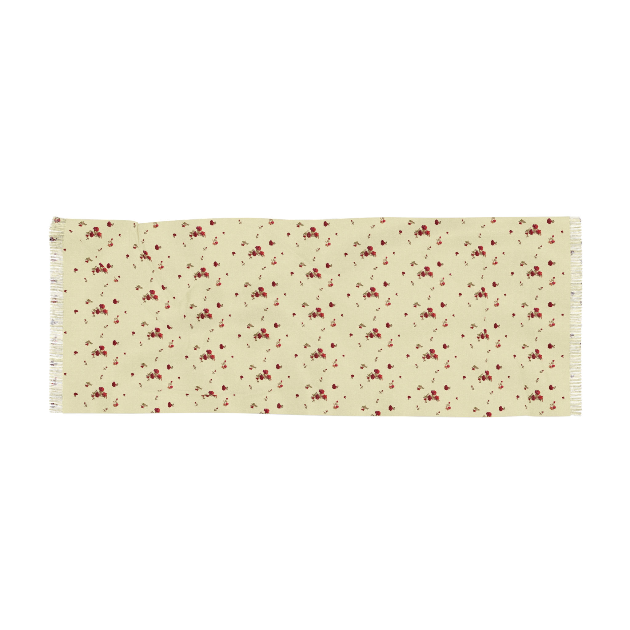 Red Floral Cream Colored Scarf Lightweight Spring Petite Roses by Melody Lane