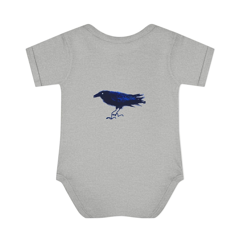 Thumbnail: Baby Bodysuit - Cute Blue Crow Raven Graphic Infant One-Piece Gothic